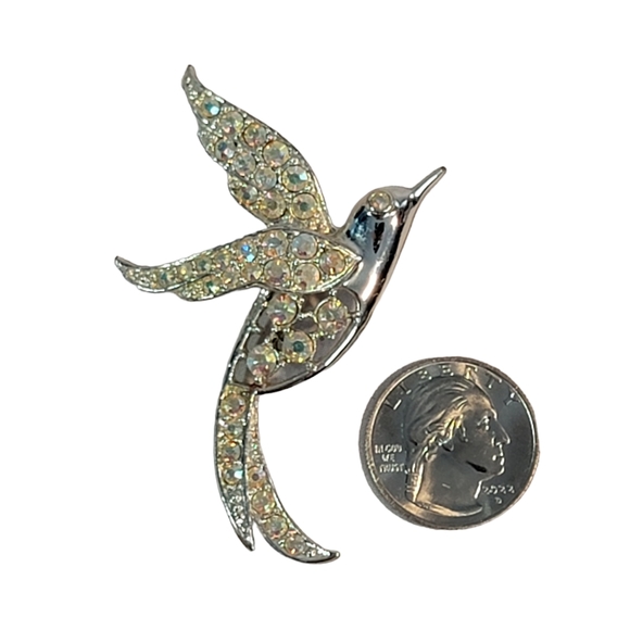 Sarah Coventry Bird Of Paradise Brooch Aurora Borealis Pin Vintage Jewelry - Picture 7 of 8